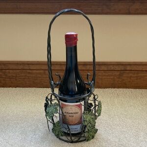 Wine Bottle Holder with Grape Vine Accents